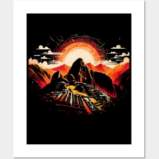 Machu Picchu Retro Design Posters and Art